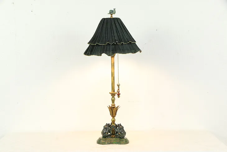 Frog & Snail Sculpture Vintage Verdigris Lamp, Fredrick Cooper #34935