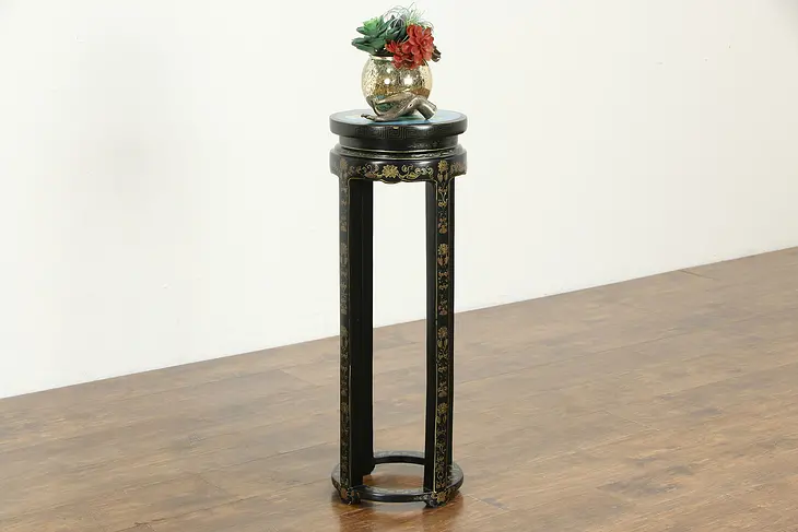 Chinese Antique Pedestal or Plant Stand Cloisonne Inlaid Enamel Top #35134