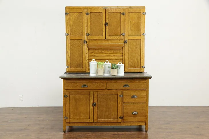 Hoosier Antique Oak Cabinet Farmhouse Kitchen Pantry Cupboard, Napanee #35500