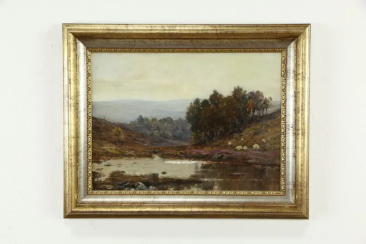 Grazing by the Loch, Original Oil Painting, Signed Robert Allen, 25.5" #35753
