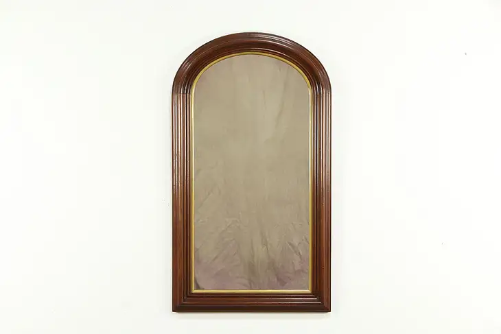 Victorian Antique1860 Carved Walnut Arch Top Hall Mirror #35793