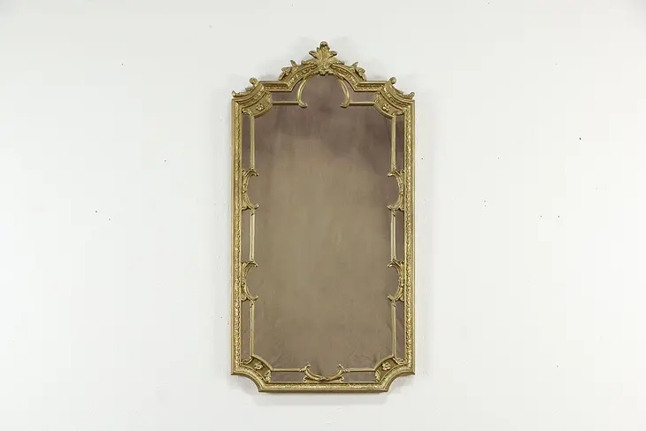 Baroque Design Vintage Hall Mirror, Gold Pierced Frame #35084