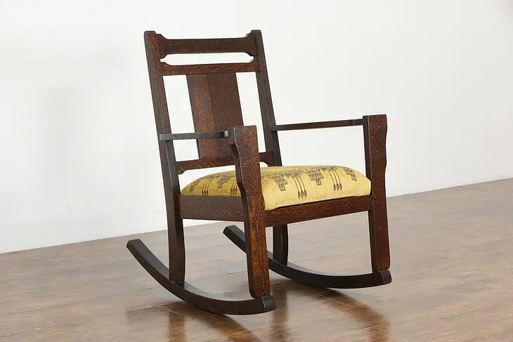 Arts & Crafts Mission Oak Antique Rocker Craftsman Rocking Chair #35654