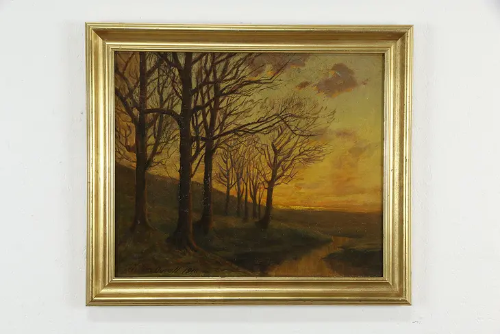 Autumn Scene with Trees, Original Oil Painting, Charles W. Duvall 28 1/2" #35167
