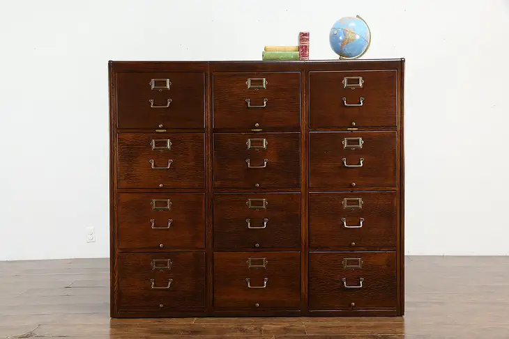 Oak Antique12 Drawer Office Legal or Letter Size File Cabinet, Remington  #35928