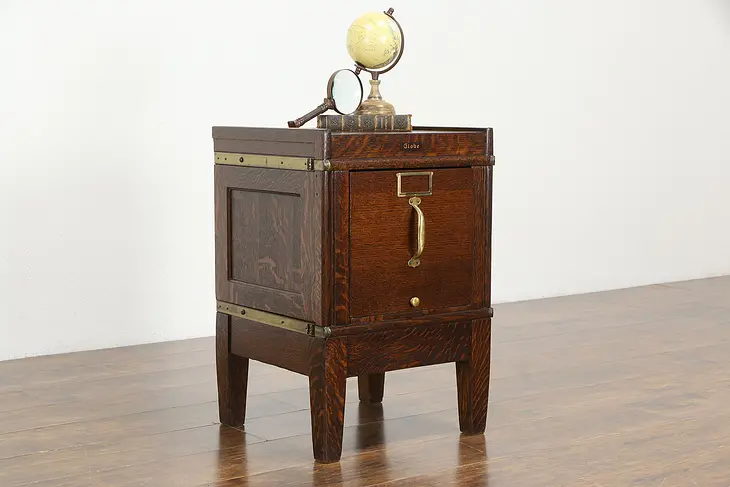 Oak Quarter Sawn Antique Single Stacking File Cabinet, Signed Globe #36409
