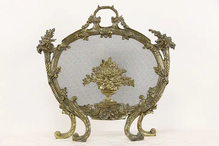 Brass Vintage Baroque Design Fireplace Hearth Fire Screen #36090