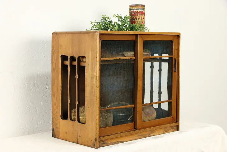 Miniature Antique Farmhouse Kitchen Pantry Pie Safe, Screen Doors #35108