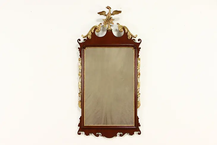 Georgian Federal Design Vintage Mahogany Mirror, Gold Eagle #37076