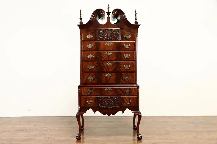 Georgian Chippendale Antique Mahogany Tall Chest on Chest or Highboy #36385