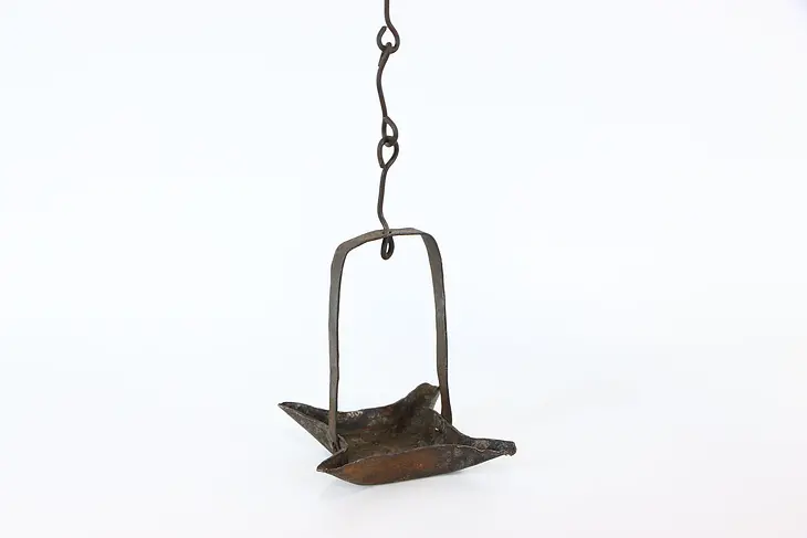 Hand Forged Antique Hanging 1850 Oil Lamp #37178