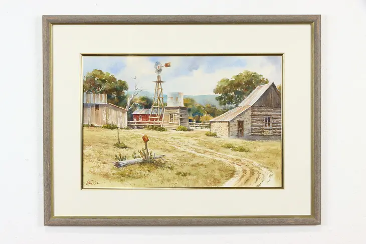 Hill Country Harmony Original Farm Watercolor Painting, Lee Ricks 28 1/2" #37046