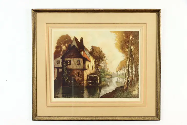 Mill & Stream Antique Etching No 42 after Louis Beaumont 30" #37053