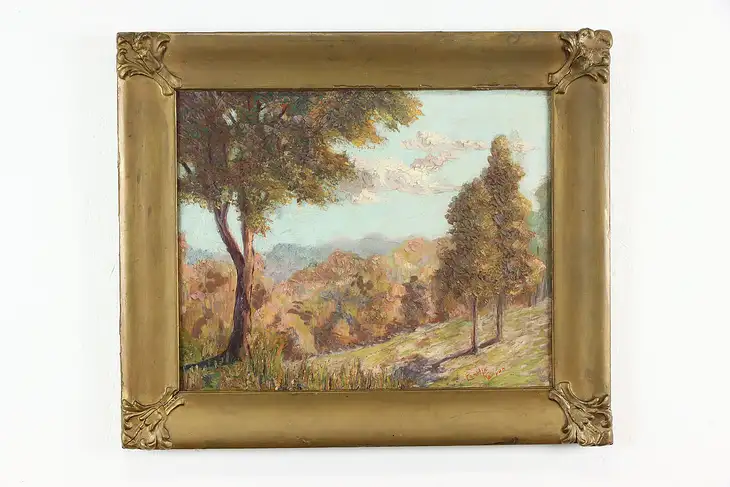 Sunshine & Forest Shadows Antique Original Oil Painting Camila Kenyon 26" #37387