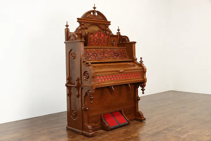 Victorian Renaissance 1876 Antique Restored Walnut Organ, Bridgeport CT #37932