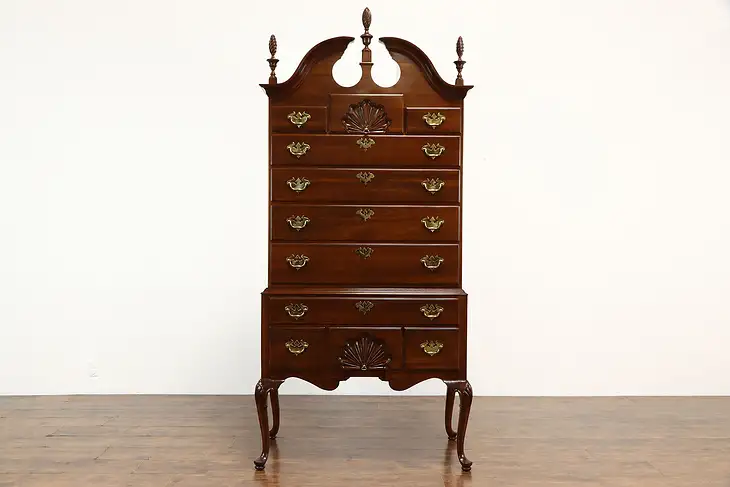 Georgian Style Vintage Cherry High Boy, Tall Chest on Chest, Ethan Allen #37816