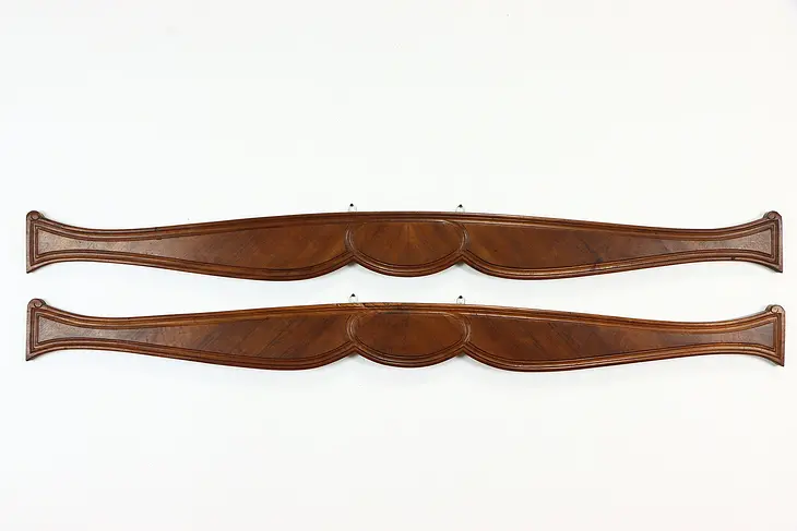 Pair of Antique French 1890's Carved Walnut Salvage Bed Rail Fragments #38222