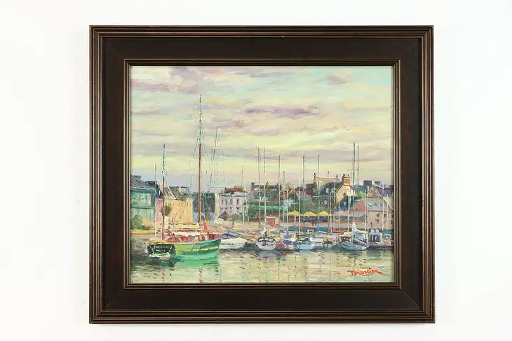 Paimpol Harbor Scene Original Oil Painting, 2011 Mark Forestier 23 1/2"  #37889