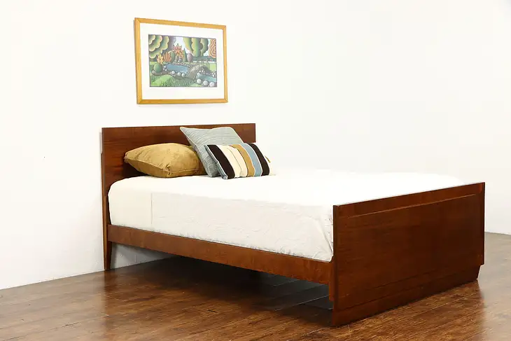 Full or Double Vintage Midcentury Modern Quarter Sawn Mahogany Bed, Rway #38086