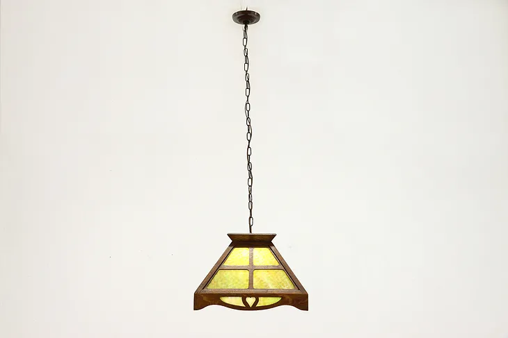 Arts & Crafts Mission Oak Antique Farmhouse Craftsman Stained Glass Lamp #38545