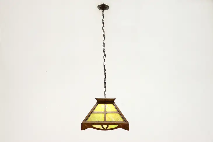 Arts & Crafts Mission Oak Antique Farmhouse Craftsman Stained Glass Lamp #38545