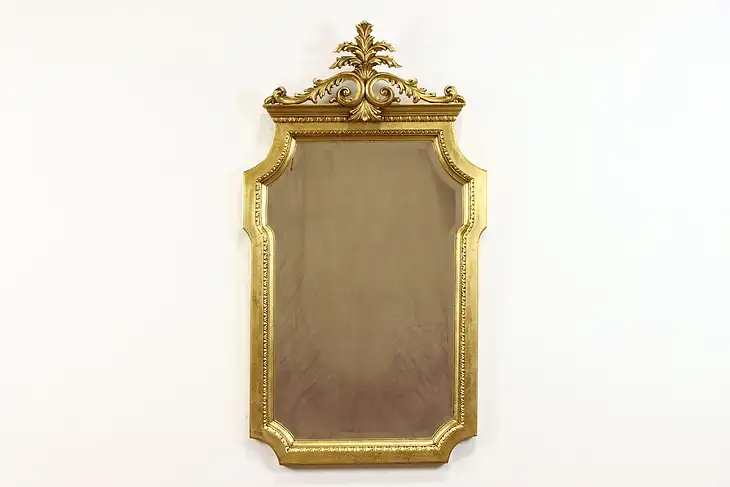 Italian Baroque Style Gold Vintage Beveled Wall Mirror, La Barge, 58 1/2" #38610