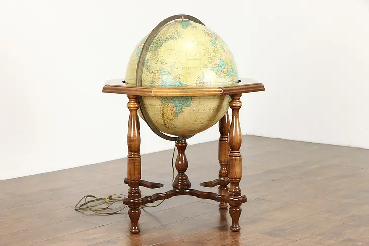 Replogle Heirloom Vintage 20" Globe, Lighted, Maple Floor Stand #38504