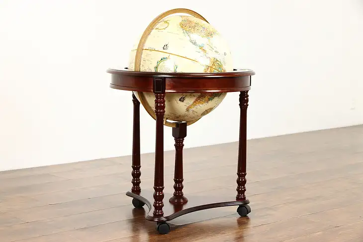 Replogle Vintage Library or Office Globe of the World, Mahogany Base #38670