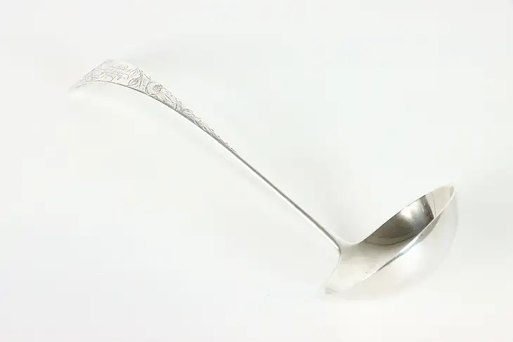 Victorian Antique 13" Sterling Silver Ladle, Engraved Rose 6.1 Oz HB #38756