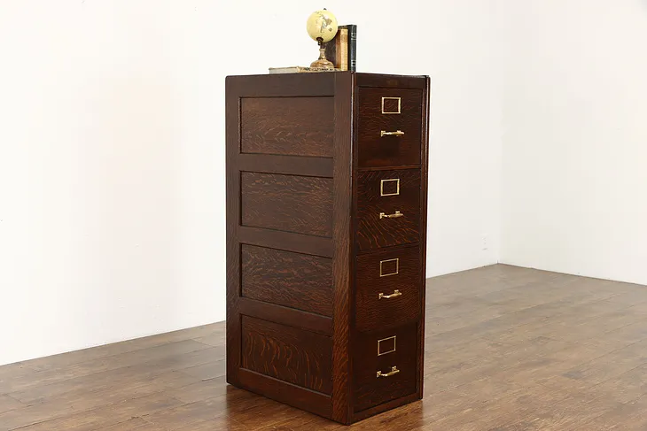 Oak Quarter Sawn 4 Drawer Office File Cabinet, Yawman & Erbe NY #38800