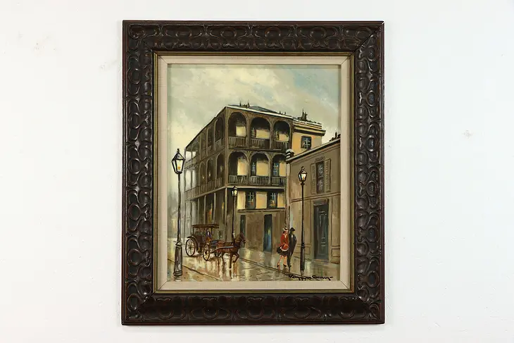 New Orleans Street Scene Vintage Original Oil Painting, Scully 31' Tall #38816