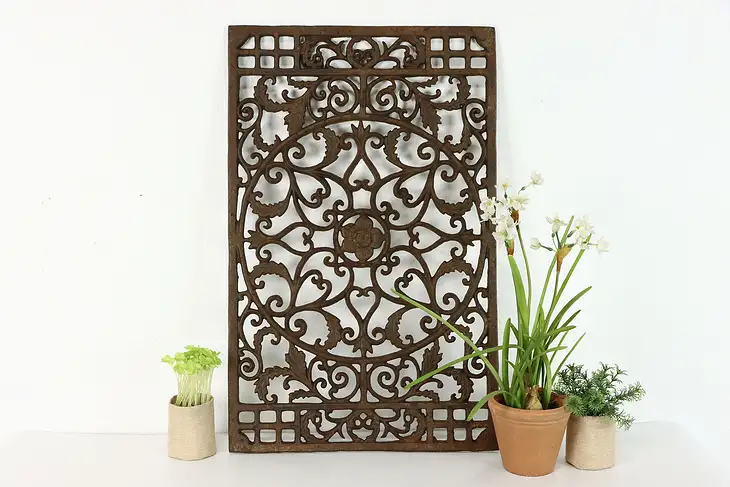 Victorian Antique Farmhouse Architectural Salvage Iron Filigree Panel #37501