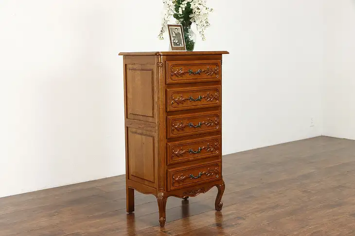 Oak Country French Farmhouse Hand Carved Lingerie Chest, Nightstand #38719