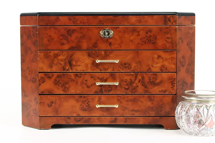 Walnut Burl Vintage Luxury Jewelry Chest or Collector Box, Jere #38360