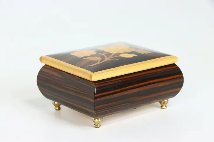 Rosewood Marquetry Italian Music Box, Fascination, Swiss Reuge #38948