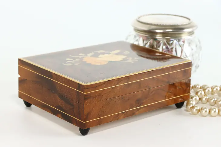 Italian Marquetry Vintage Music & Jewelry Box, Sound of Music Swiss Reuge #38955