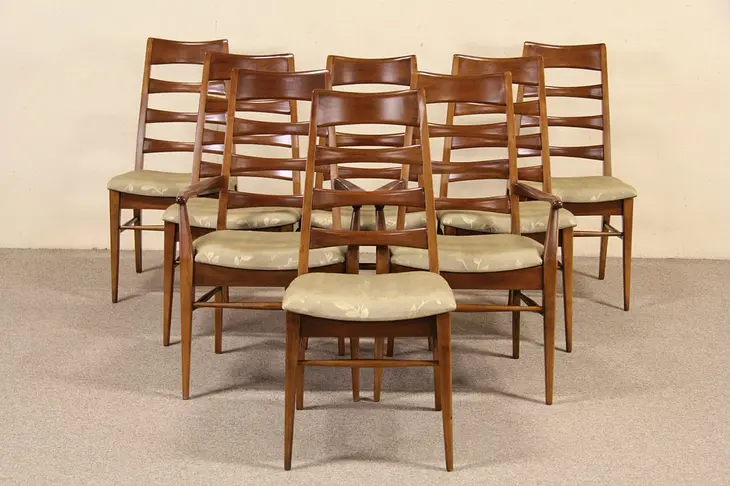 Heywood Wakefield Set of 8 Midcentury Modern 1960's Vintage Dining Chairs