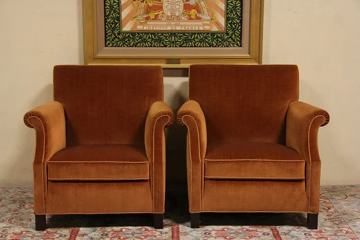 Pair of Original Mohair 1950 Vintage Scandinavian Club Chairs
