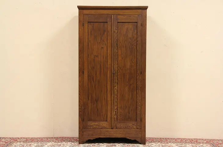 Country Oak 1900 Antique Pantry Cupboard or Cabinet
