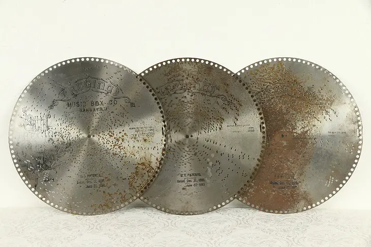 Regina Music Box Group of 3 Antique 15 1/2" Disks The Holy City & More #30752