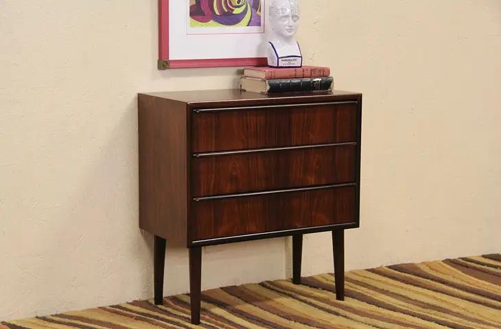 Rosewood Midcentury Danish Modern 1960 Vintage Chest, End Table or Nightstand