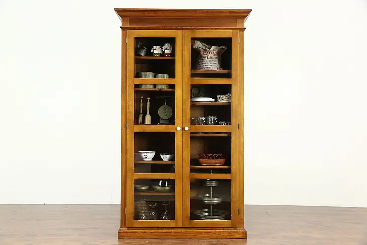 Pine Antique 1900 College Bookcase, Pantry or Display Cabinet