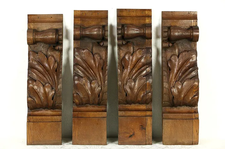 Corner Brackets or Corbels, Set of 4 Antique Architectural Salvage Carvings