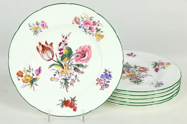 Set of 5 Old Coalport Period 1825 Signed 8 3/4" Luncheon or Salad Plates