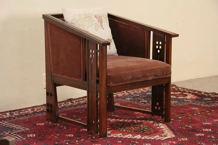 Wright Prairie Design Vintage Chair, Mohair Upholstery