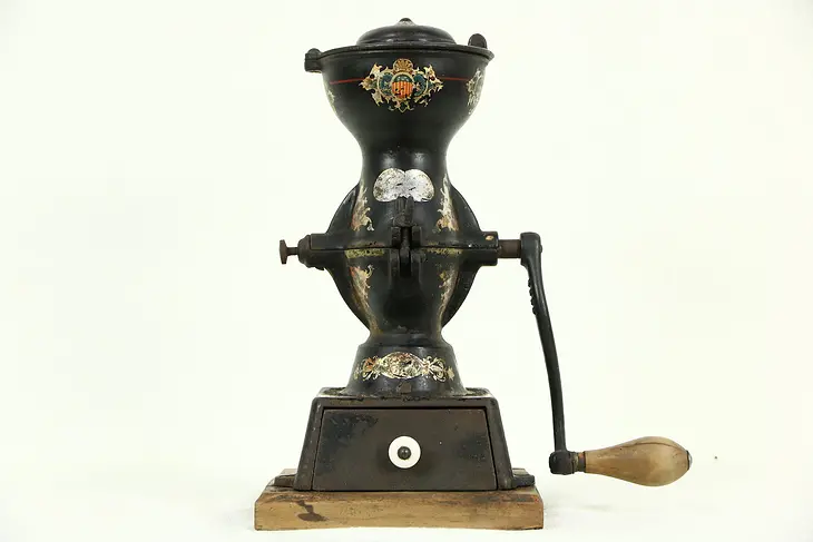 Black Iron Antique Coffee Mill Grinder, All Original, Enterprise of Philadelphia