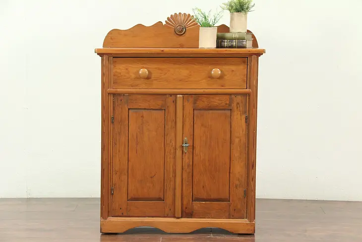 Country Pine Antique 1890 Server, Sideboard, or Cabinet, Ohio #28969