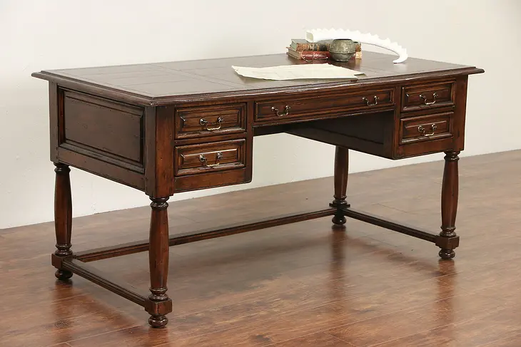 Country English Oak & Maple Vintage Library Desk