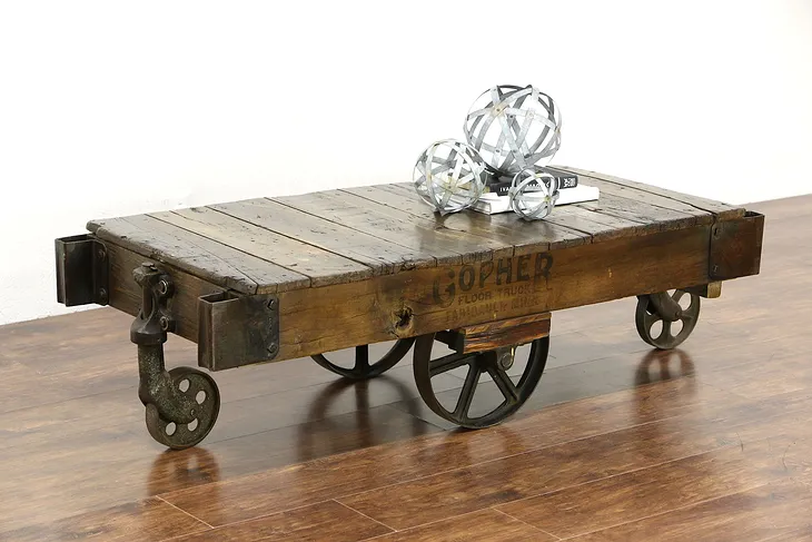Industrial 1900's Antique Railroad Cart or Coffee Table