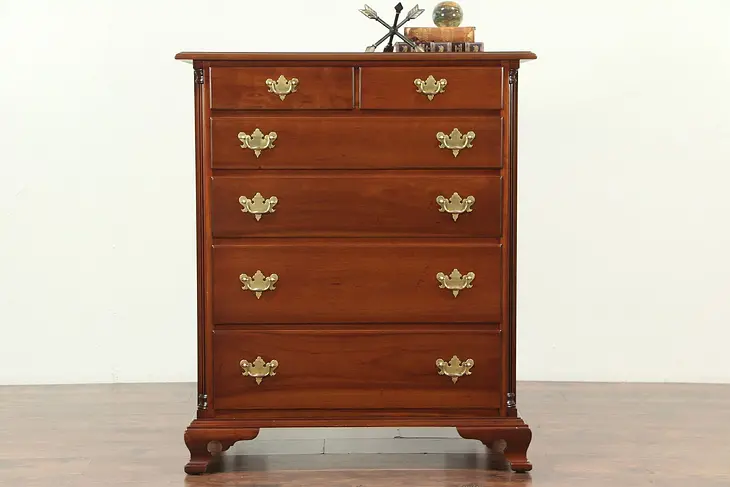 Cherry Vintage Traditional Tall Chest or Highboy Dresser, signed Stickley #28951